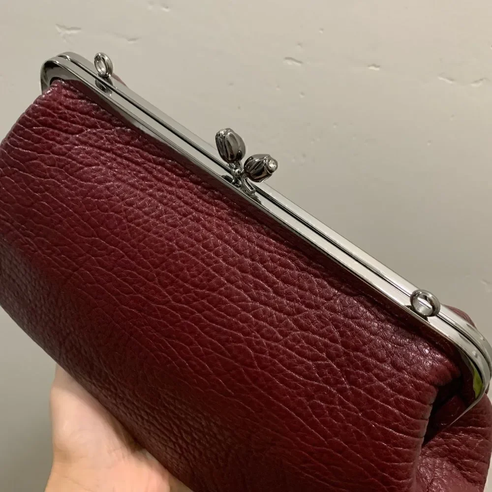 Handmade Genuine Premium Cowhide “Tulip” Kisslock Wristlet/Shoulder Bag